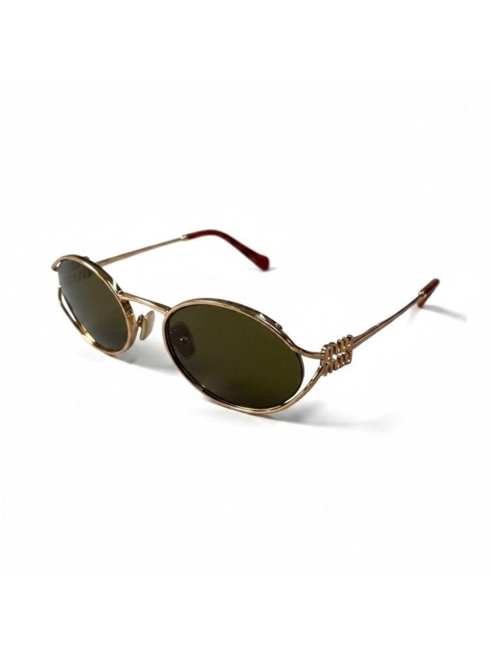 Miu Miu I7 Logo Metal Sunglasses 54 21 Gold Brown Eyewear